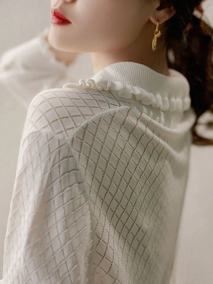 Olivia Bennet | Diamond Knit Top for Women in Natural Color