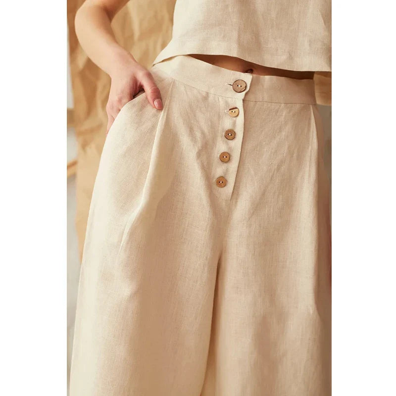 Olivia Bennet | Cotton Wide-Leg Pant for Women in Natural