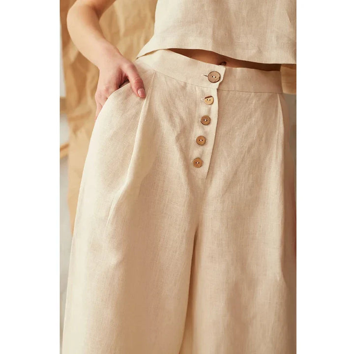 Olivia Bennet | Cotton Wide-Leg Pant for Women in Natural