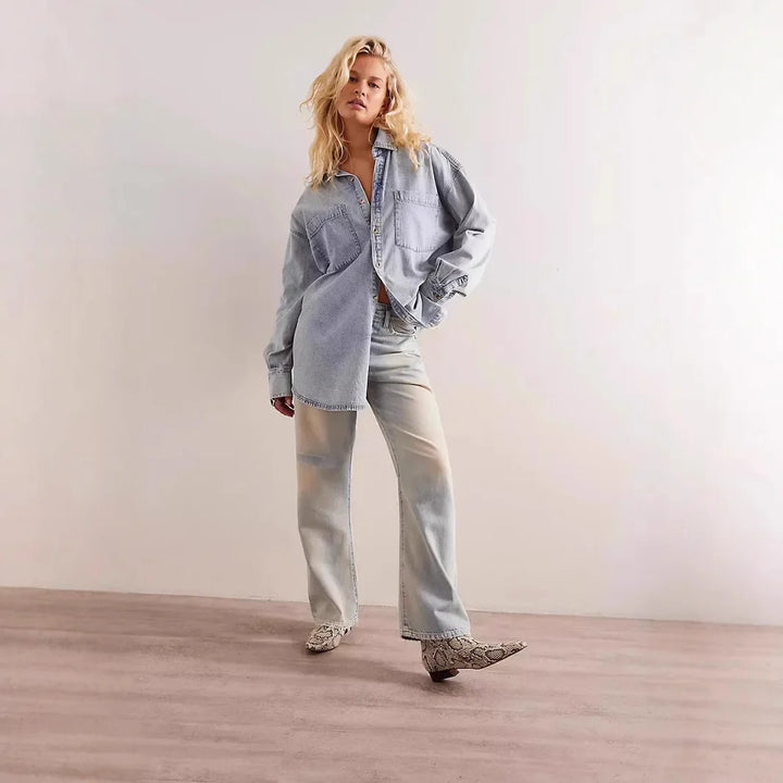 Olivia Bennet | Washed Denim Overshirt for Women