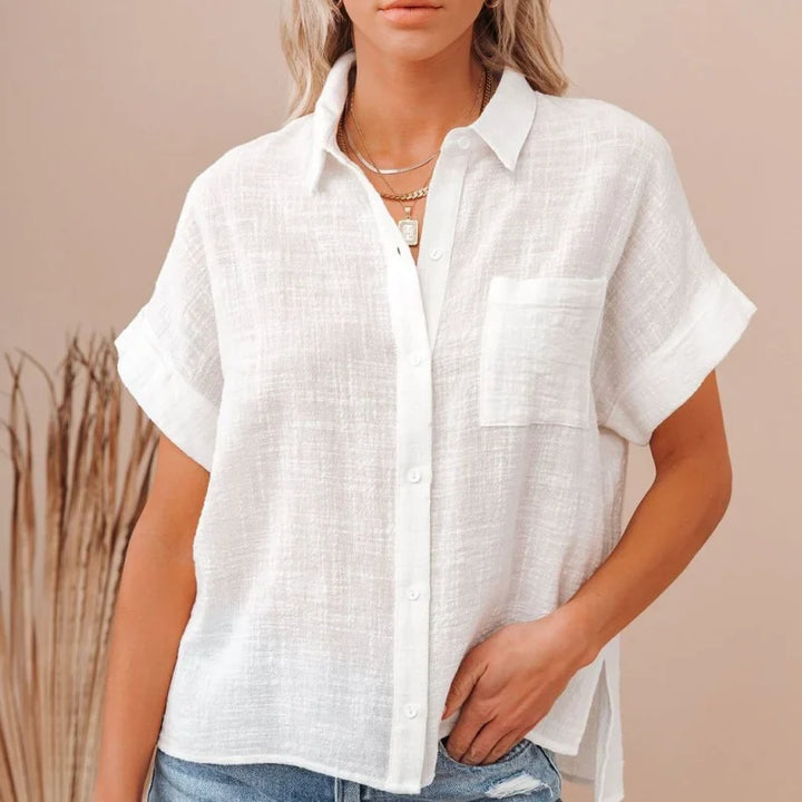Olivia Bennet | Women's Blouse, Silk, Regular Fit, White, Elegant