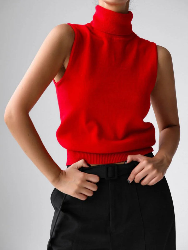 Olivia Bennet | High-Neck Vest for Women in Black