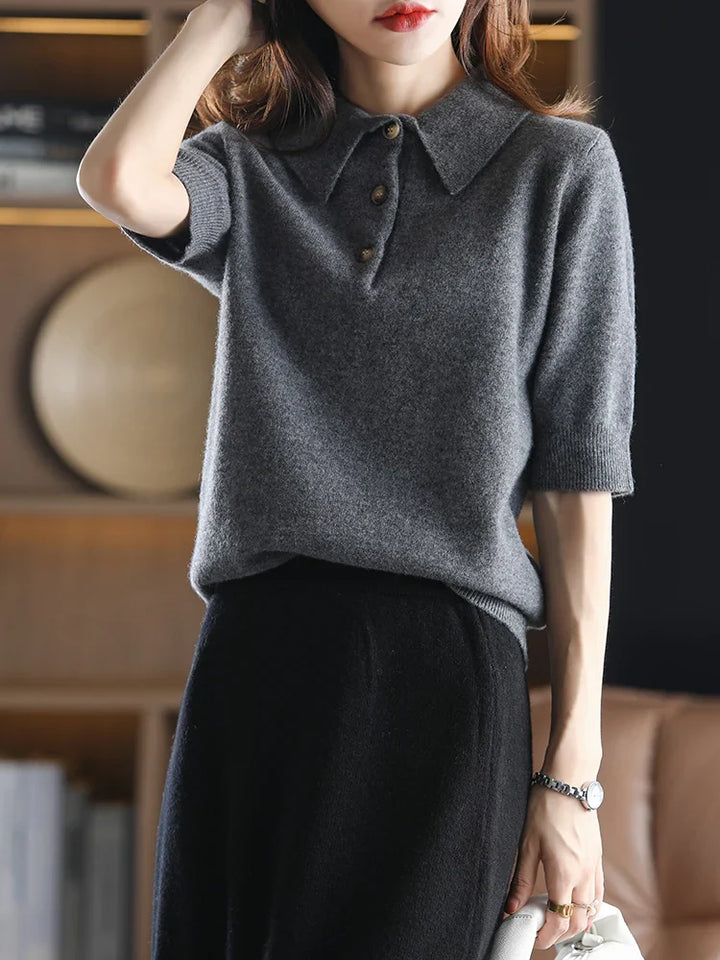 Olivia Bennet | Wool Polo Sweater for Women in Classic Fit, Navy