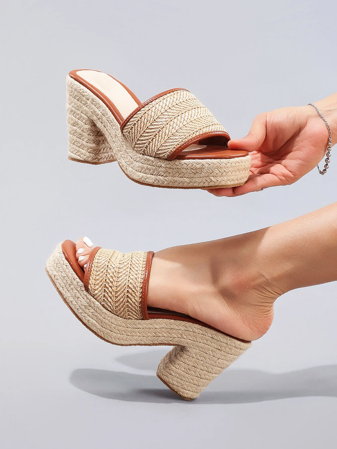 Olivia Bennet | Natural Woven Heels for Women