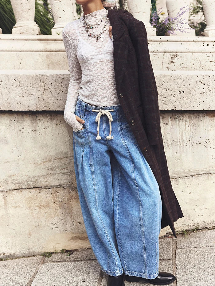 Olivia Bennet | Drawstring Denim Pants for Women