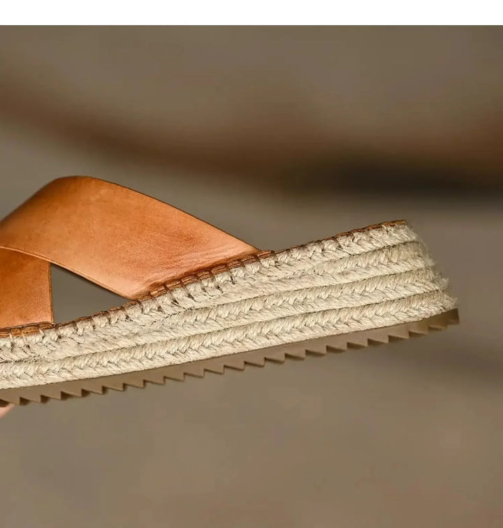 Olivia Bennet | Woven Leather Platform Sandals for Women