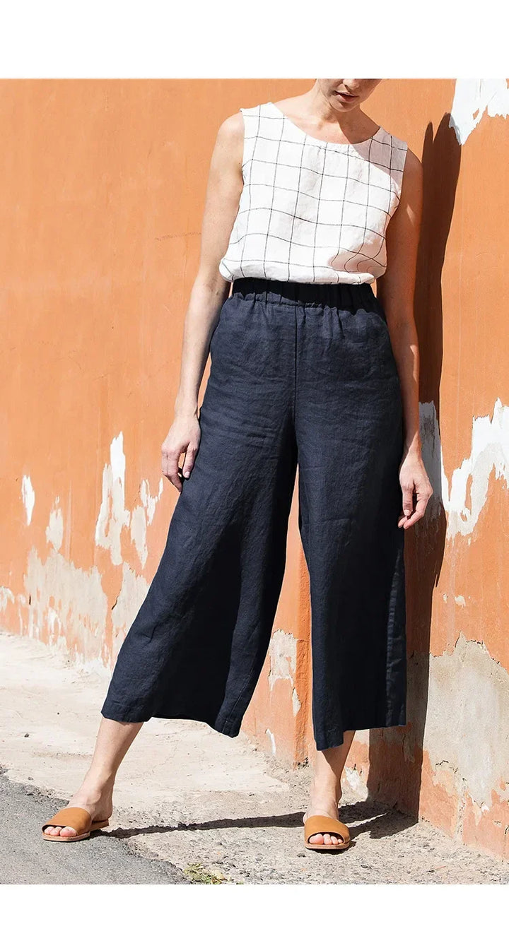 Olivia Bennet | Wide Leg Linen Pant for Women in Natural