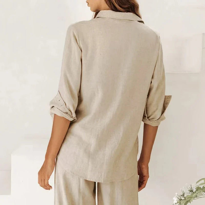 Olivia Bennet | Oversized Linen Shirt for Women in Natural