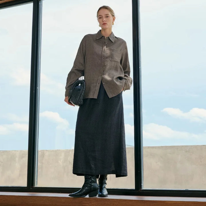 Olivia Bennet | Linen Shirt for Women, Relaxed Fit, White