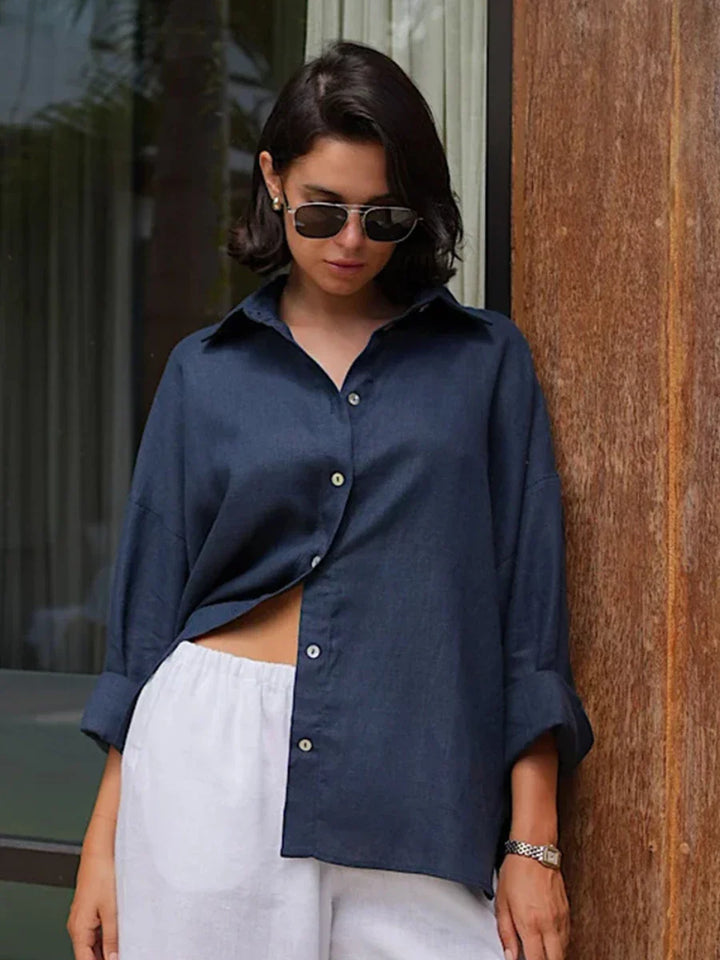 Olivia Bennet | Cotton Relaxed Shirt for Women in White