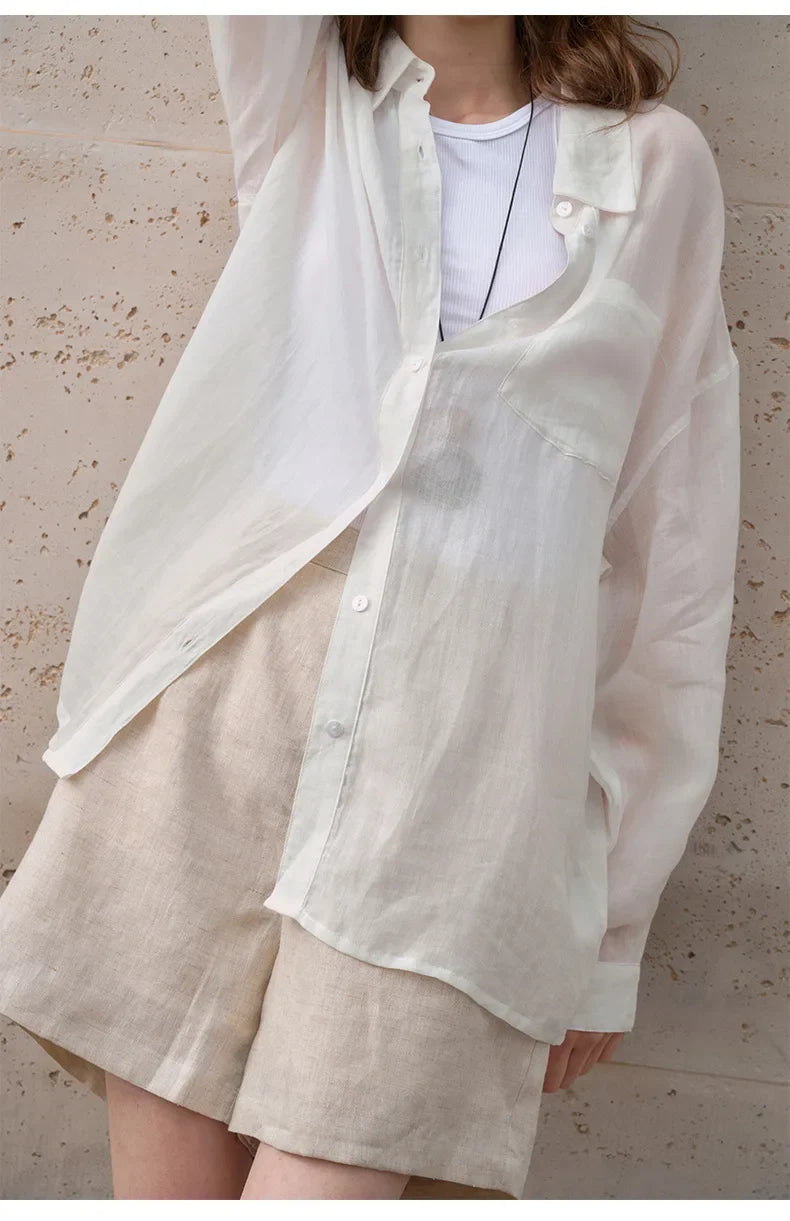 Olivia Bennet | Sheer Ramie Oversized Shirt