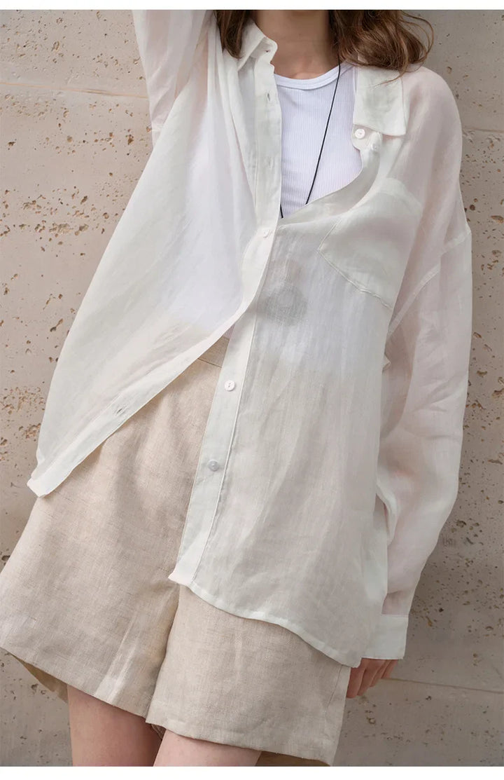 Olivia Bennet | Sheer Ramie Oversized Shirt