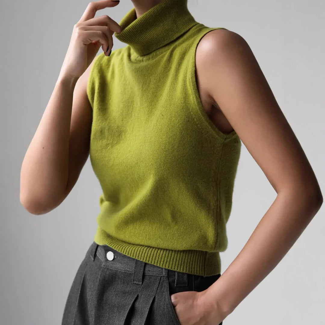 Olivia Bennet | High-Neck Vest for Women in Black