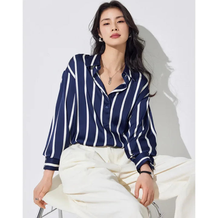 Olivia Bennet | Stripe Satin Blouse for Women