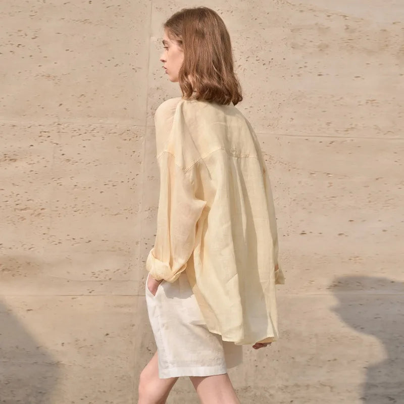 Olivia Bennet | Sheer Ramie Oversized Shirt