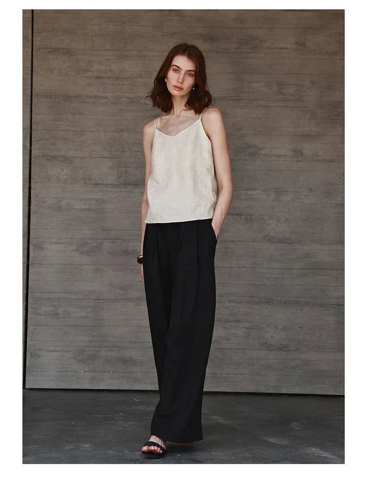 Olivia Bennet | Linen V-Neck Camisole Top for Women