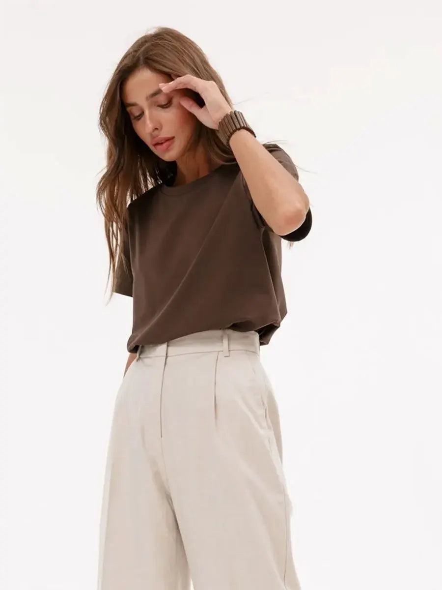 Olivia Bennet | Cotton Tee for Women, Regular Fit, White