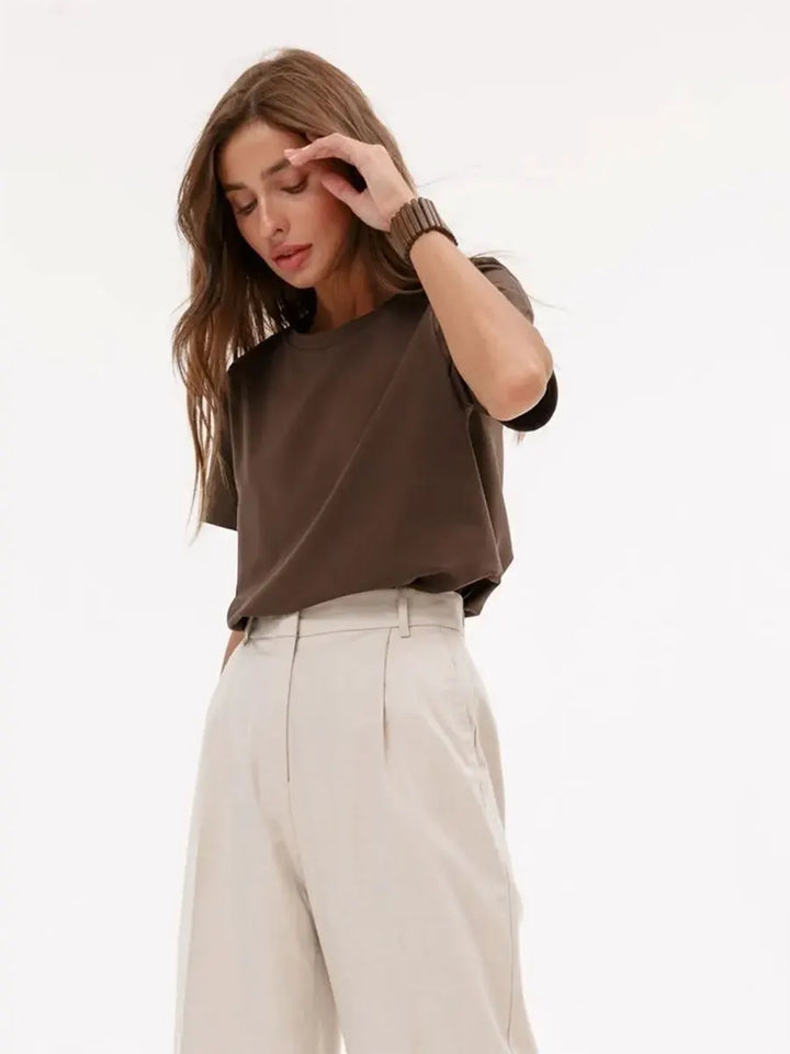 Olivia Bennet | Cotton Tee for Women, Regular Fit, White