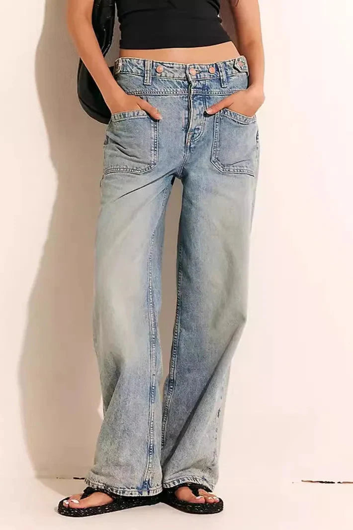 Olivia Bennet | High-Waist Wide-Leg Denim Jeans for Women