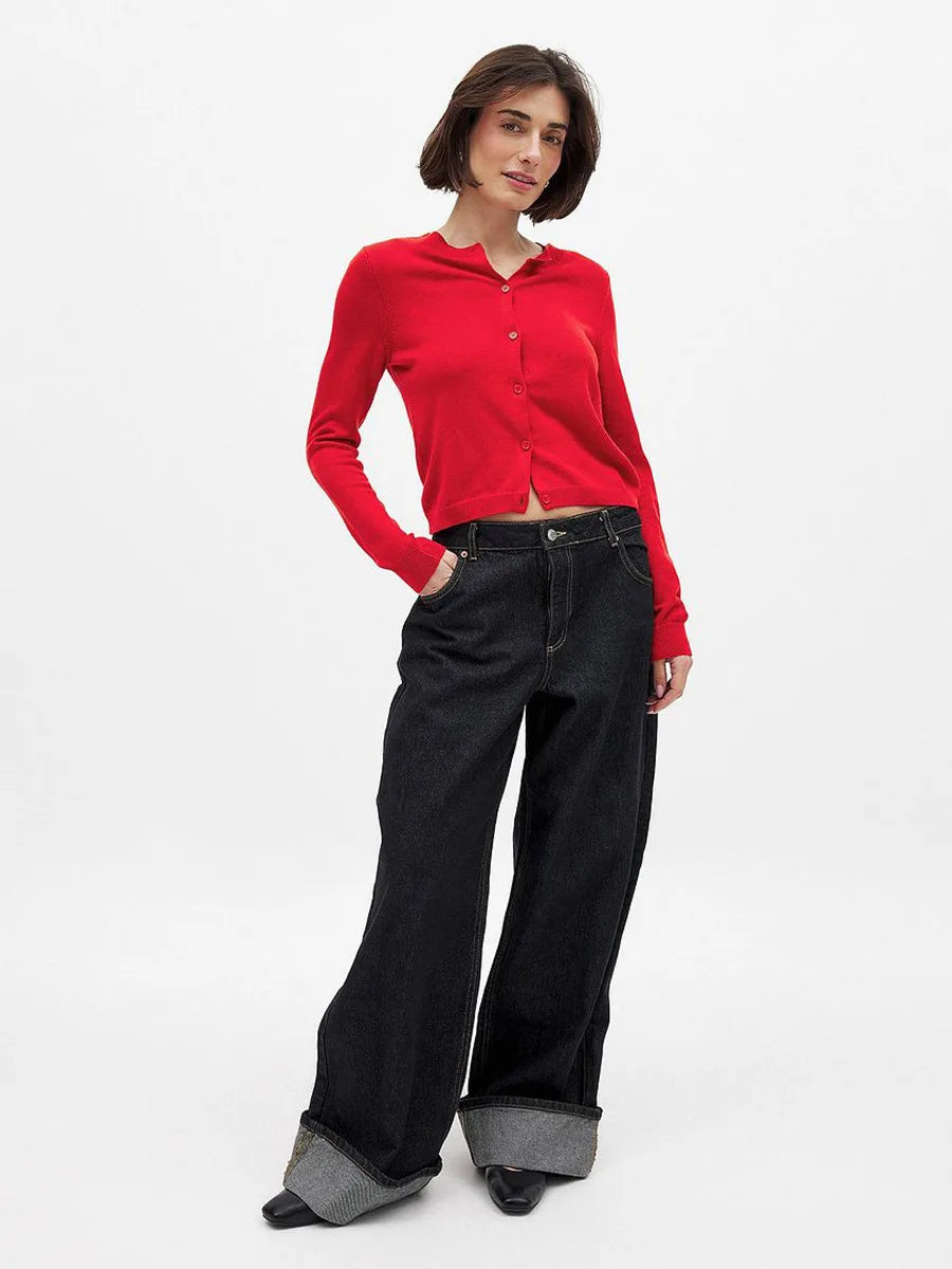 Olivia Bennet | Knit Button Cardigan for Women in Natural Color