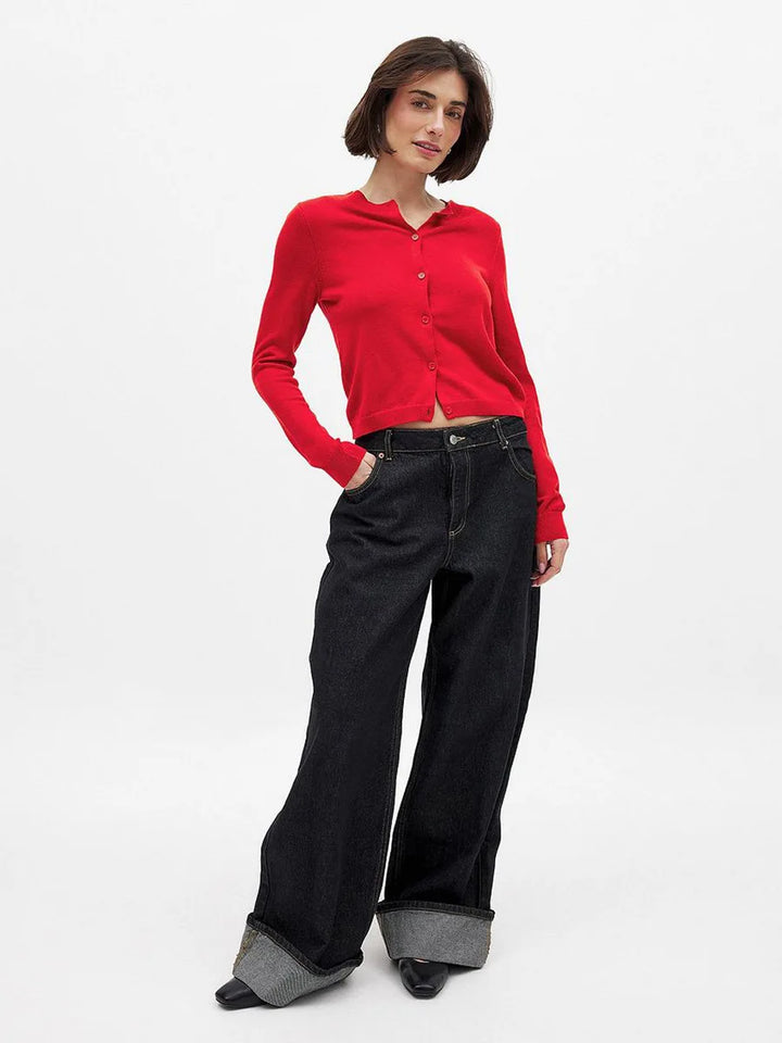 Olivia Bennet | Knit Button Cardigan for Women in Natural Color