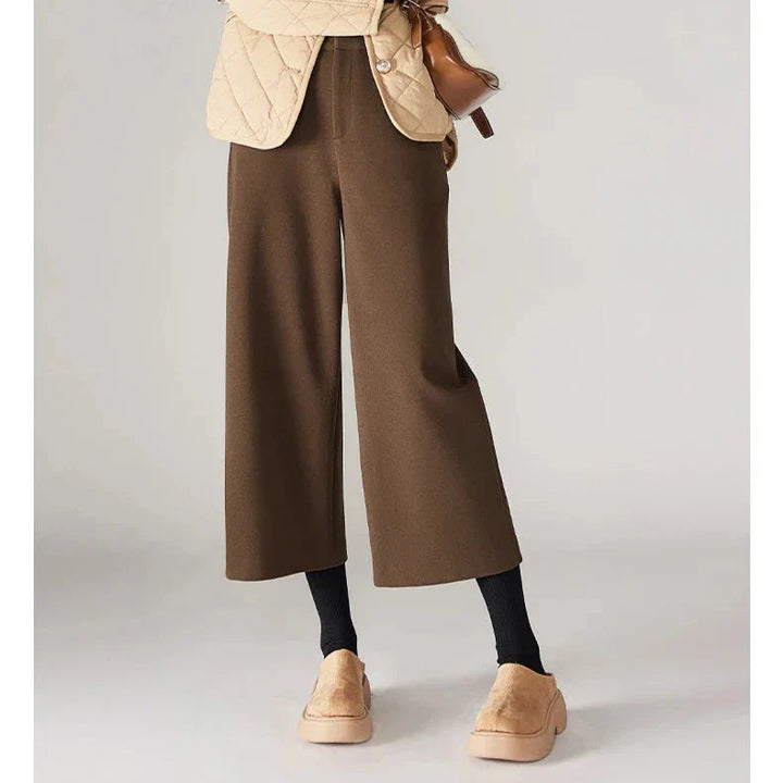 Olivia Bennet | Wool Wide Leg Pants for Women in Autumn Color