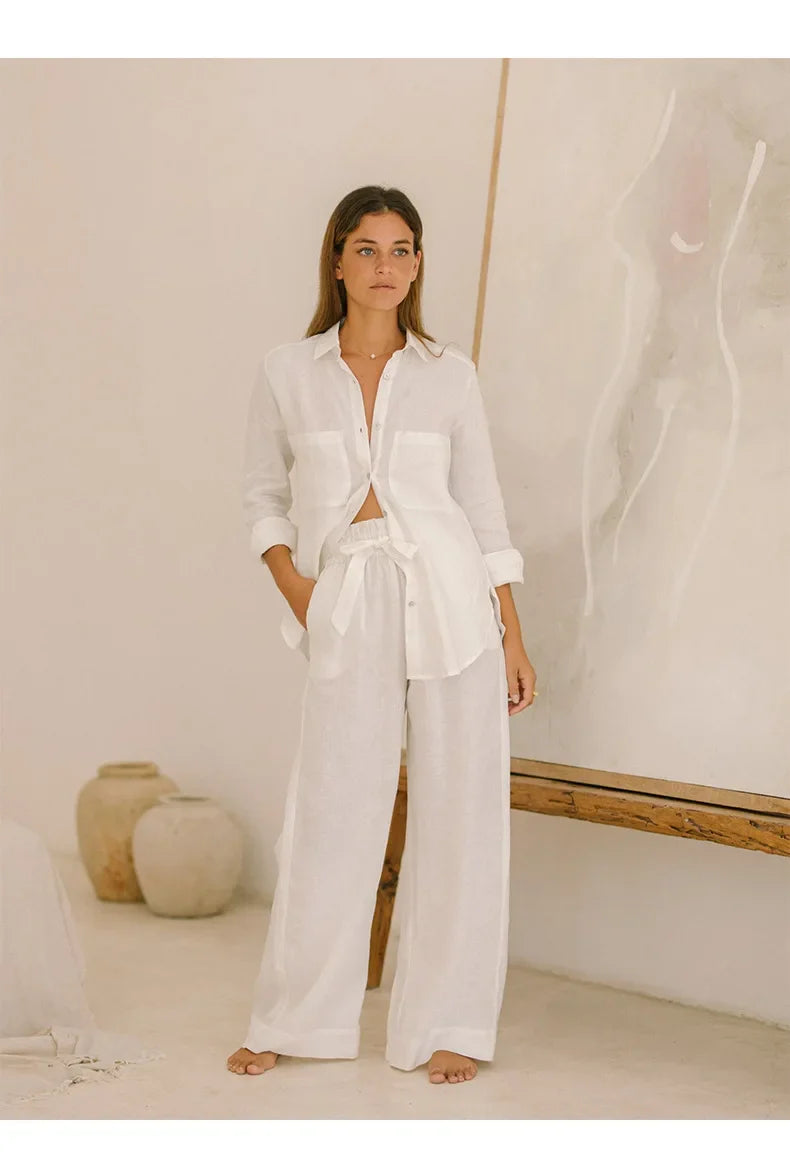 Olivia Bennet | Oversized Linen Shirt for Women in Natural