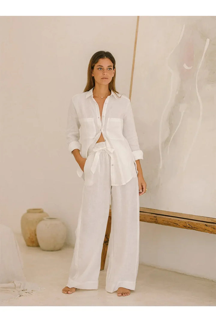 Olivia Bennet | Oversized Linen Shirt for Women in Natural