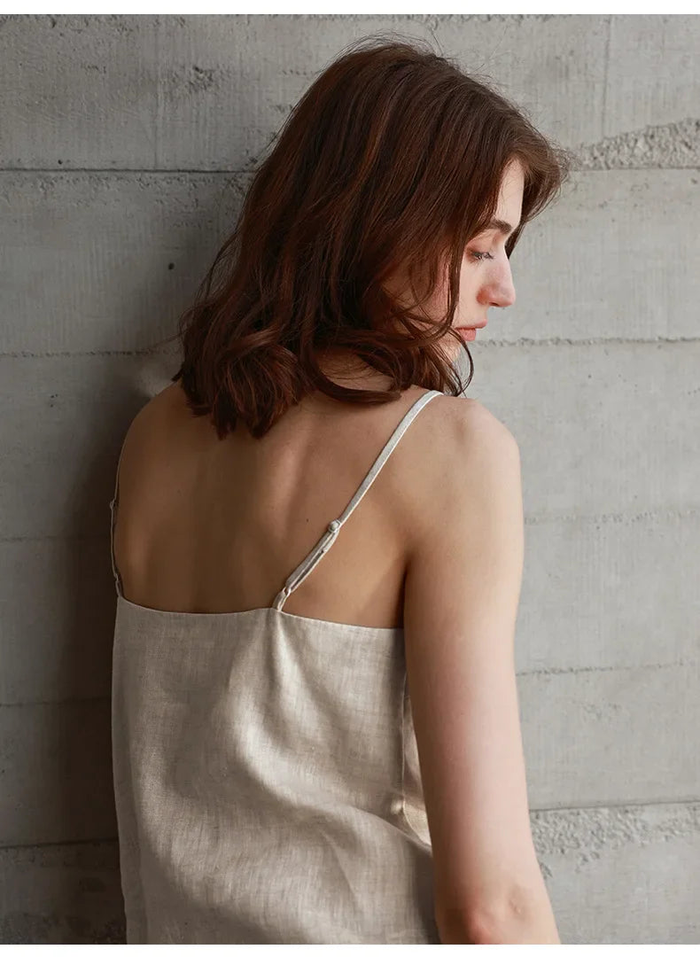 Olivia Bennet | Linen V-Neck Camisole Top for Women