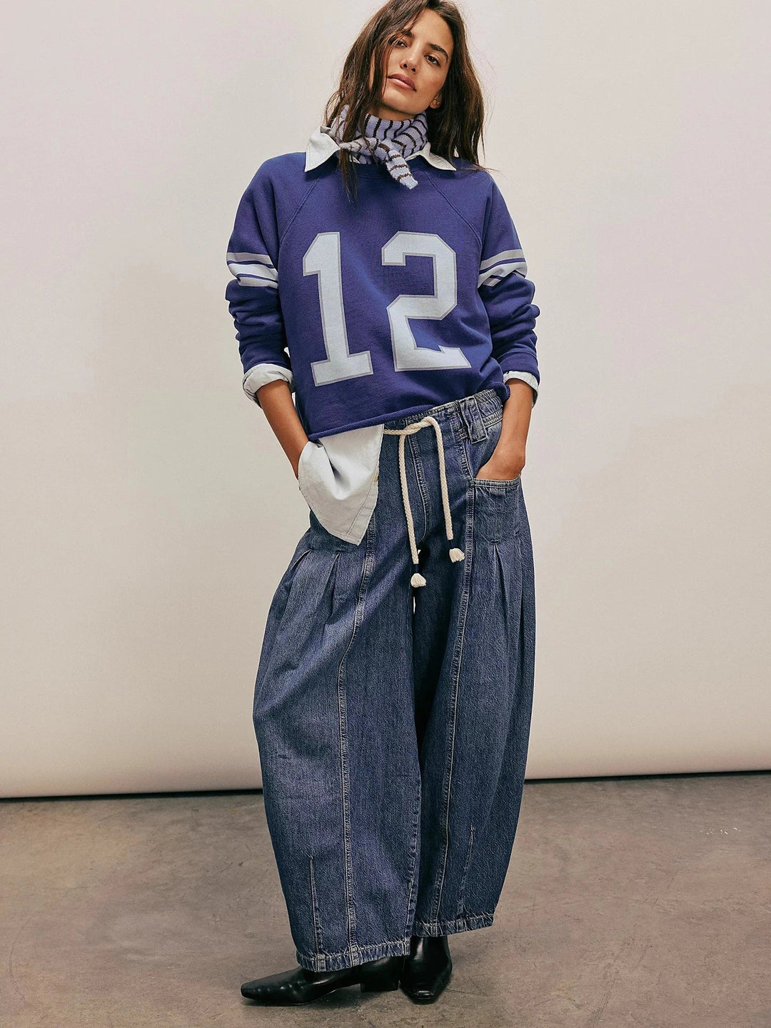 Olivia Bennet | Drawstring Denim Pants for Women
