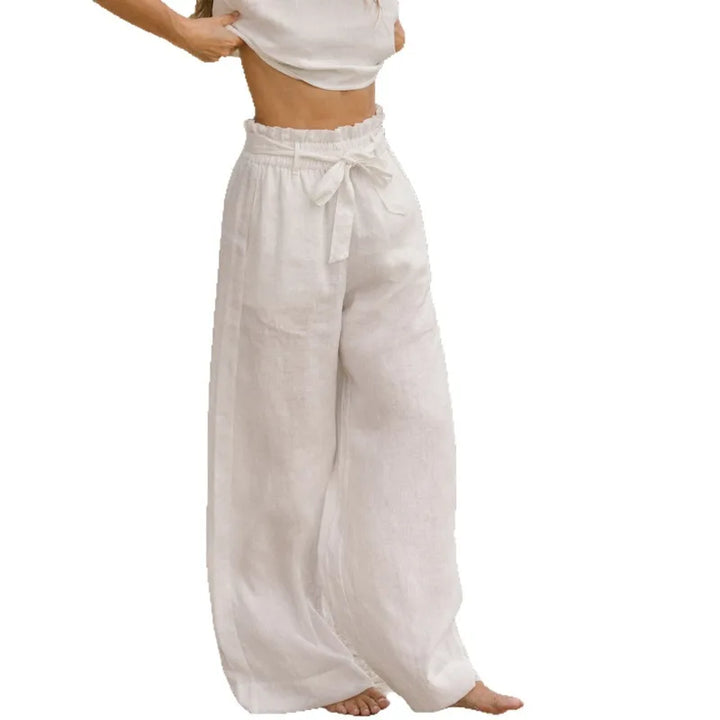 Olivia Bennet | Linen Wide Leg Pant for Women in Ruffle Style