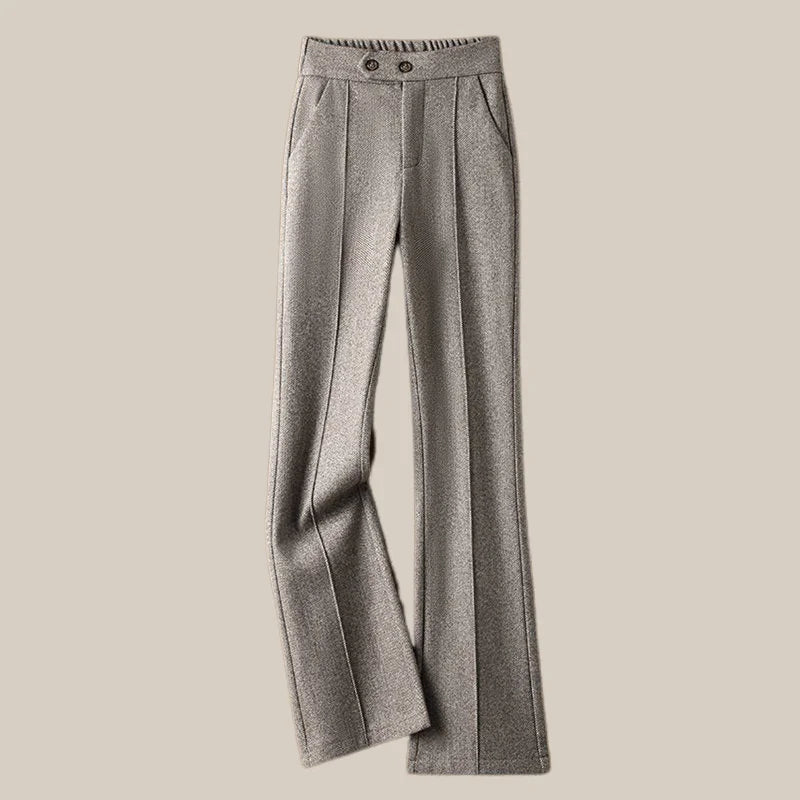 Olivia Bennet | Wool-Blend Flare Trousers for Women in Black