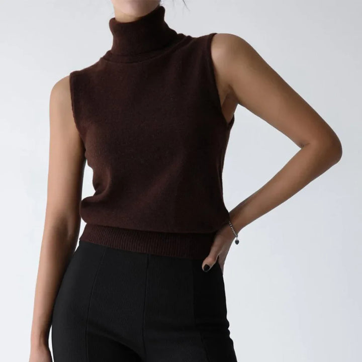 Olivia Bennet | High-Neck Vest for Women in Black
