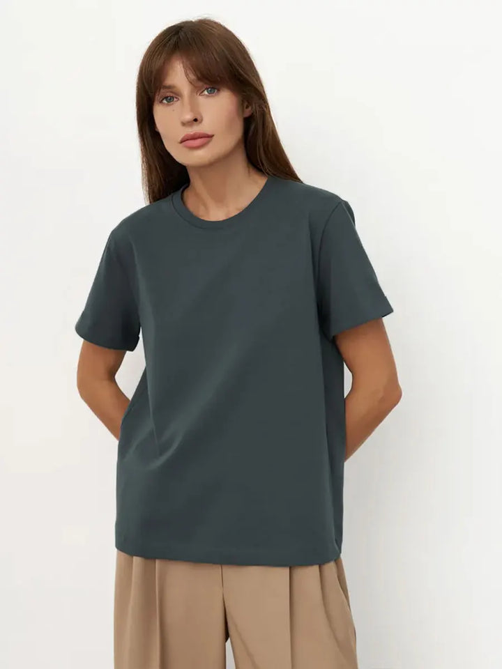 Olivia Bennet | Cotton Tee for Women, Regular Fit, White