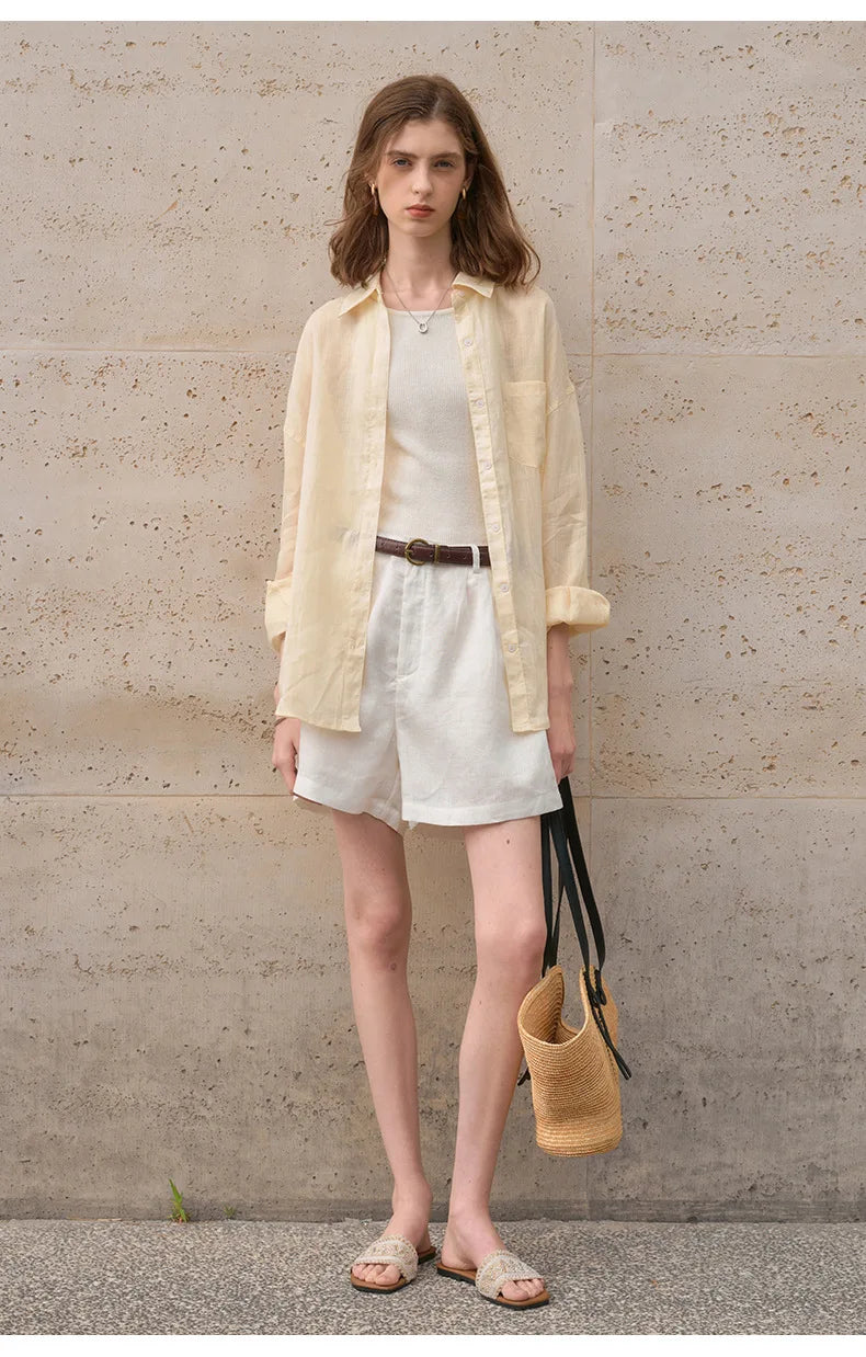 Olivia Bennet | Sheer Ramie Oversized Shirt
