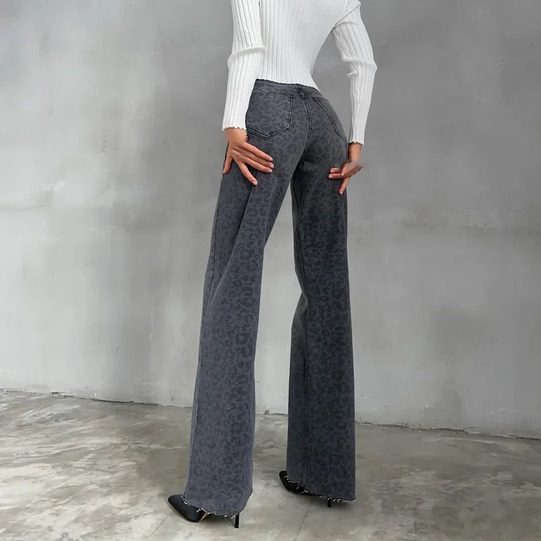 Olivia Bennet | Leopard Straight Jeans for Women