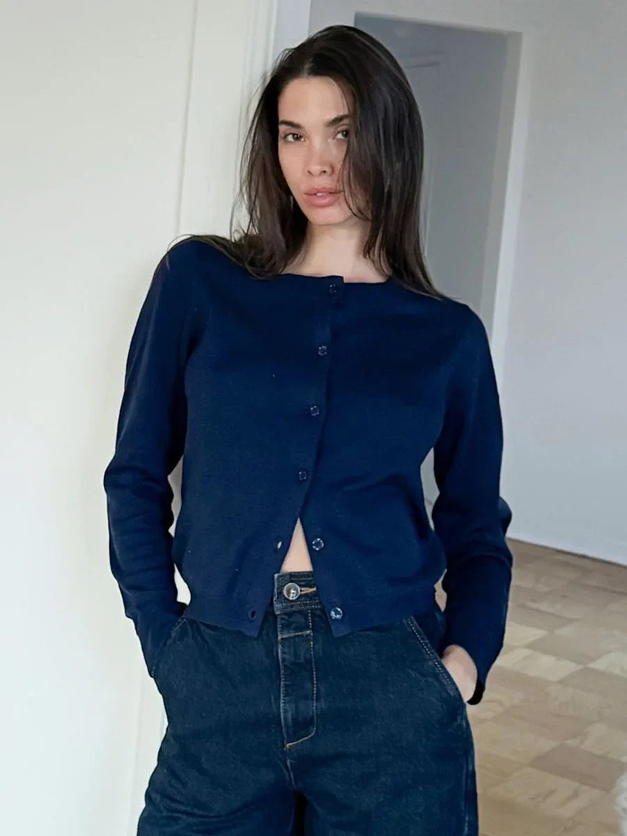 Olivia Bennet | Knit Button Cardigan for Women in Natural Color