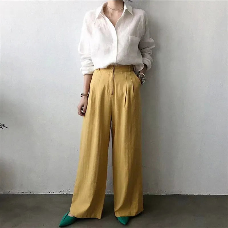 Olivia Bennet | Soft Linen Open Collar Shirt