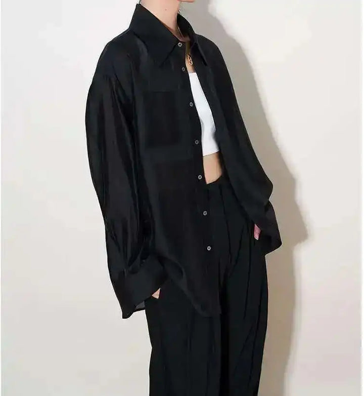 Olivia Bennet | Silk Poplin Blouse for Women in Flowing Fit