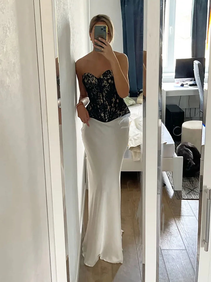 Olivia Bennet | Satin Fishtail Maxi Skirt for Women in Elegant Style