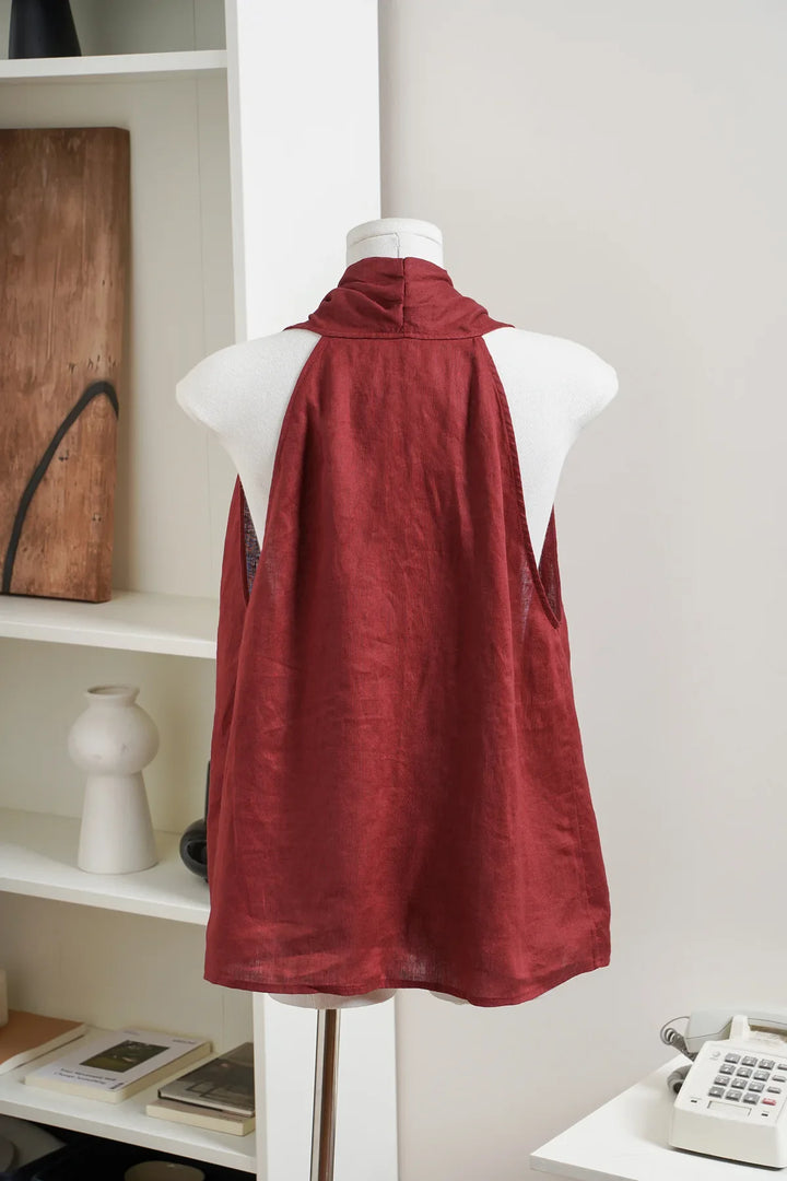 Olivia Bennet | Drape Linen Vest for Women
