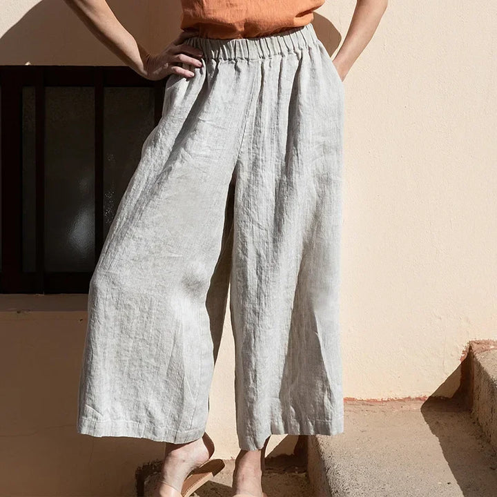 Olivia Bennet | Wide Leg Linen Pant for Women in Natural