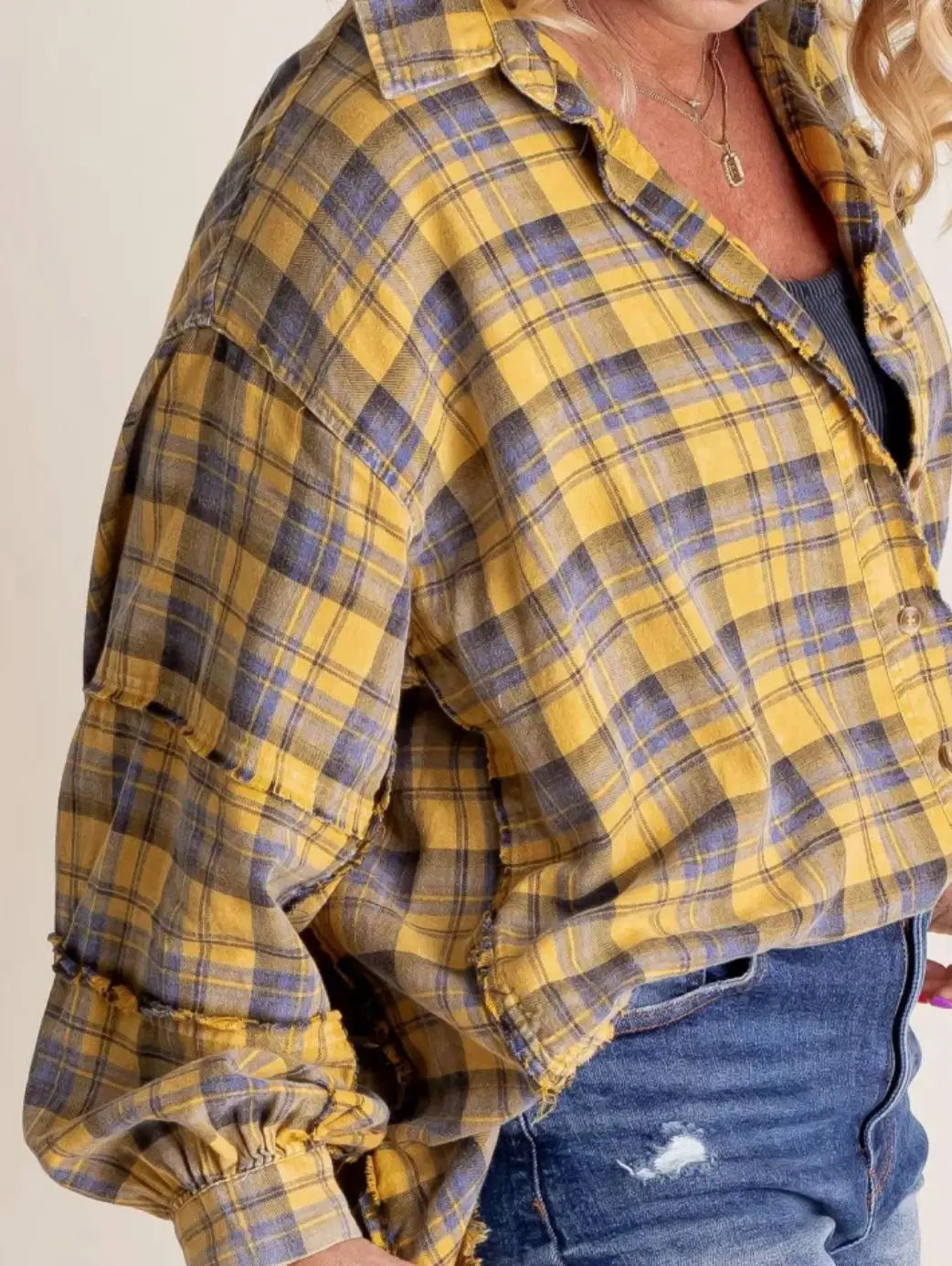 Olivia Bennet | Plaid Flannel Shirt for Women in Green