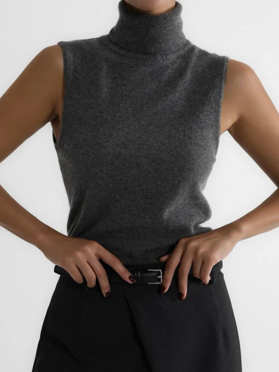 Olivia Bennet | High-Neck Vest for Women in Black