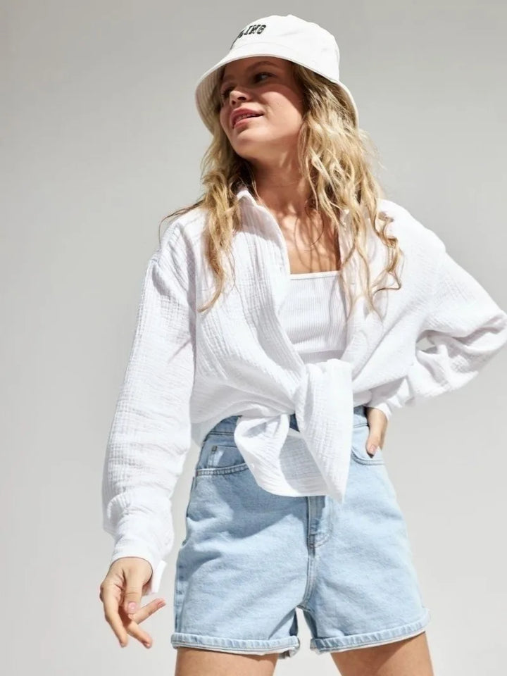 Olivia Bennet | Cotton Summer Shirt for Women in White