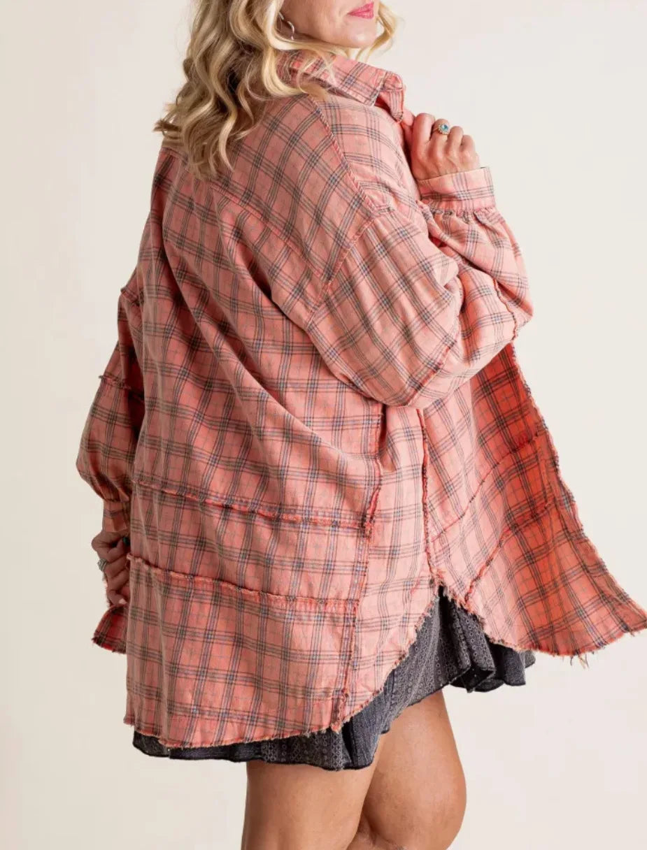 Olivia Bennet | Plaid Flannel Shirt for Women in Green