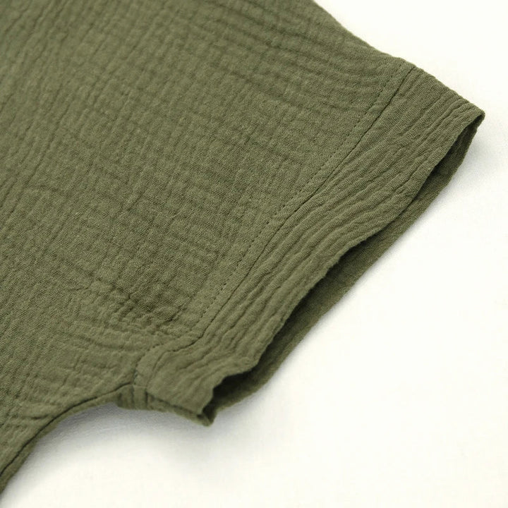 Olivia Bennet | V-Neck Crop Tee for Women in Gauze Fabric