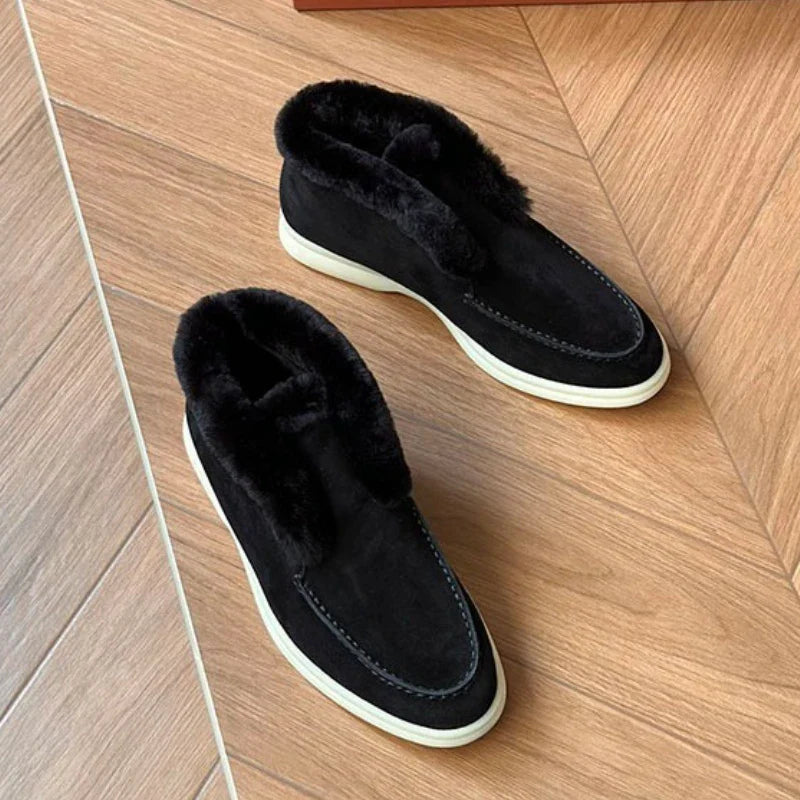 Olivia Bennet | Shearling Loafer Boots for Women in Brown