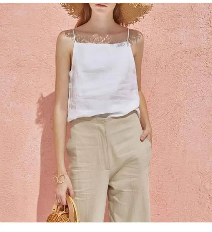 Olivia Bennet | Satin Strap Linen Cami