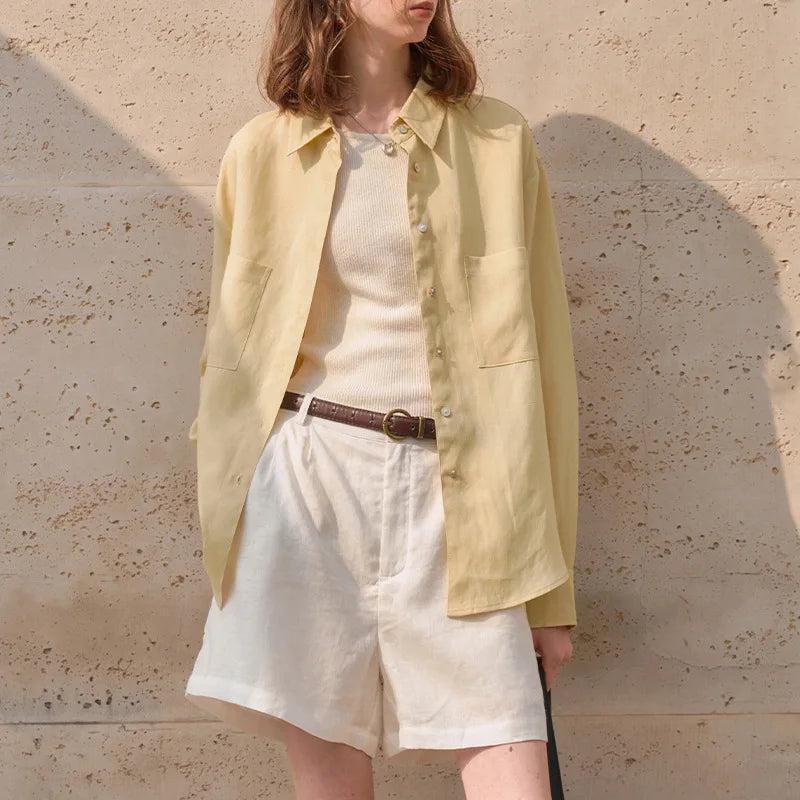Olivia Bennet | Oversized Linen Shirt for Women in Natural